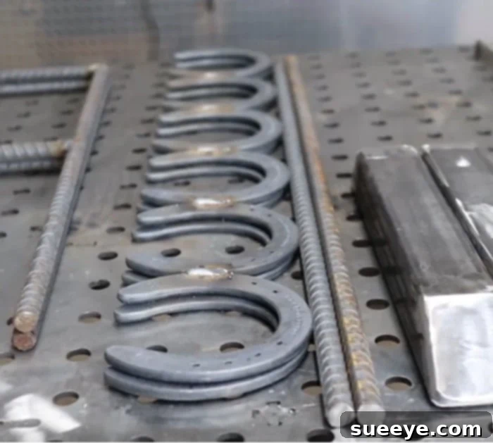 Handcrafted Horseshoe Boot Organizer 3 Horseshoe Boot Rack Materials - Rebar and Welded Sections