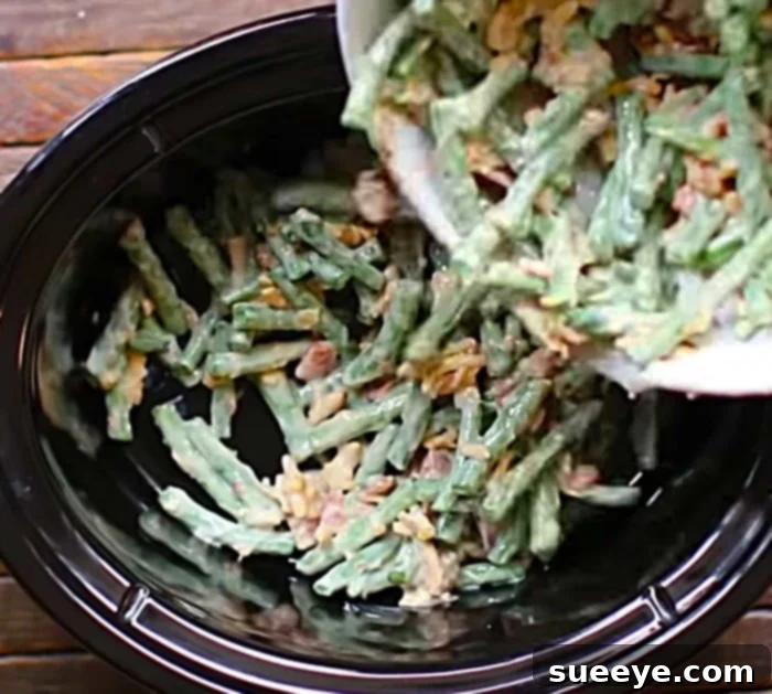Comforting Slow Cooker Green Bean Bacon Casserole 3 Learn to make a green bean bacon casserole