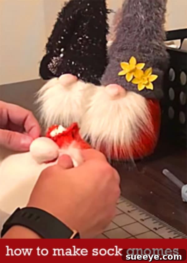 how to make sock gnomes - pinterest Christmas crafts - easy DIY holiday decor idea