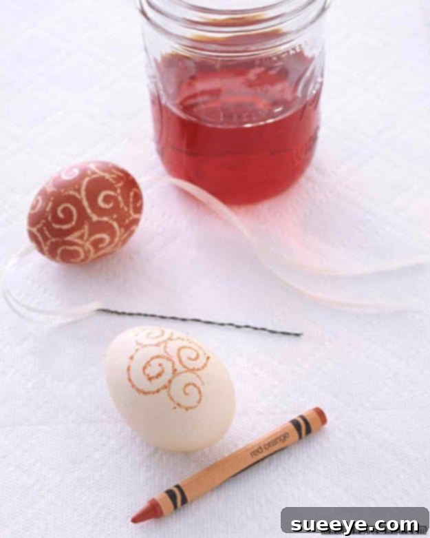 Intricately patterned Easter eggs using wax-resist dyeing techniques