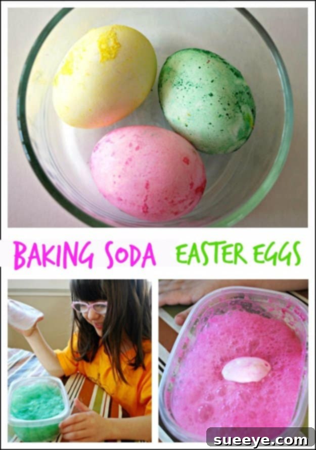 Easter eggs with unique textures created using baking soda