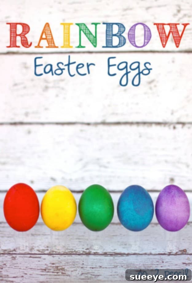 Bright rainbow Easter eggs showcasing multiple vibrant colors