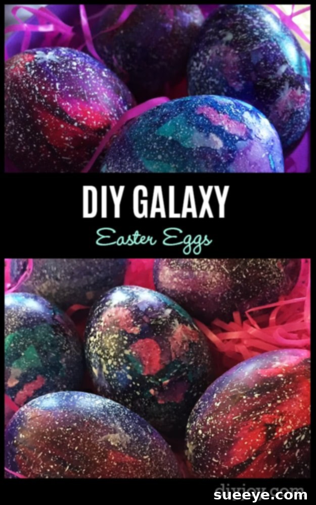 How to make galaxy Easter eggs with swirling colors and speckles