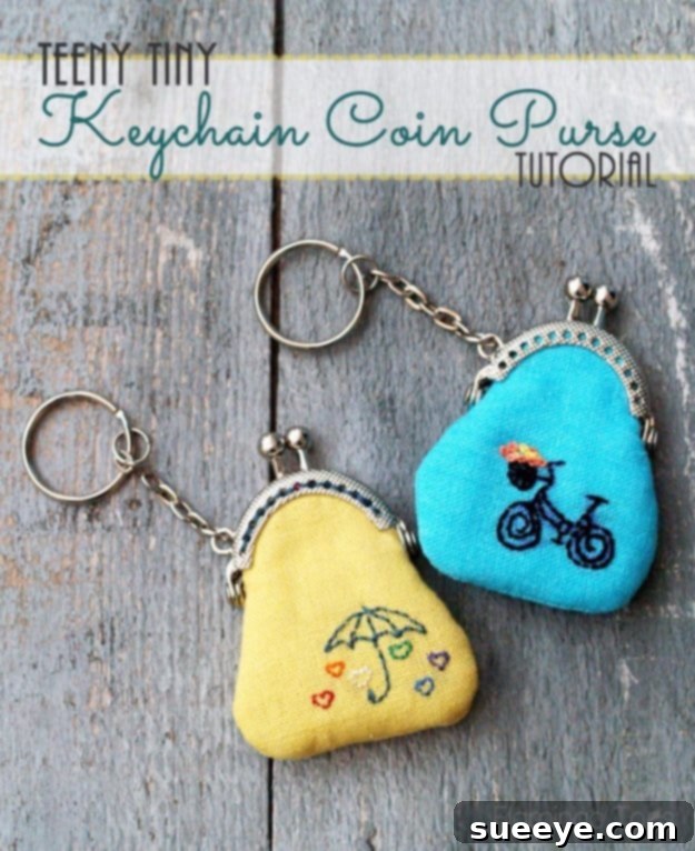 Tiny Embroidered Key Chain Coin Purses from Fabric Scraps