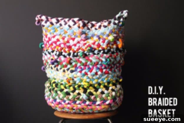 DIY Braided Storage Basket from Fabric Scraps