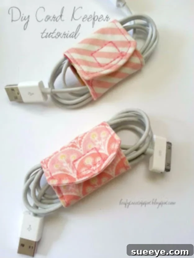 Organize Cables with DIY Fabric Scrap Cord Keepers