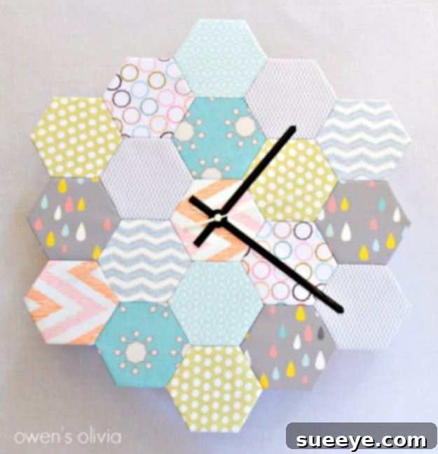 DIY Fabric Block Hexagon Wall Clock from Fabric Scraps