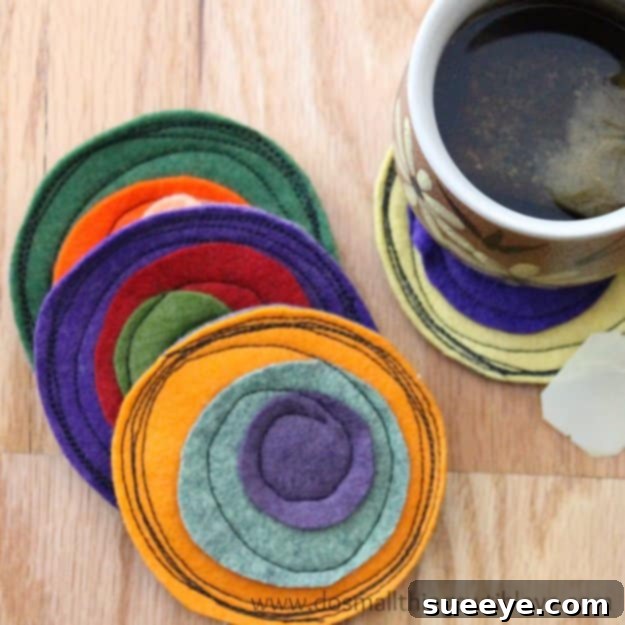 DIY Crazy Patchwork Coasters from Fabric Scraps
