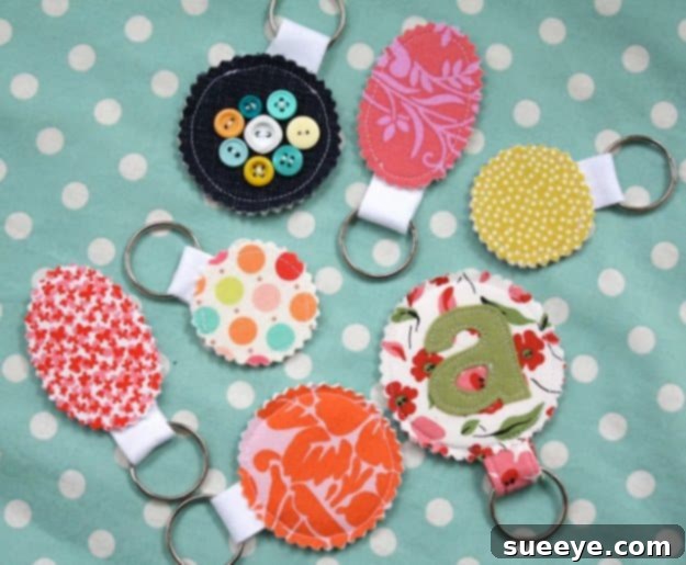Easy Fabric Scrap Key Rings for DIY Gifts