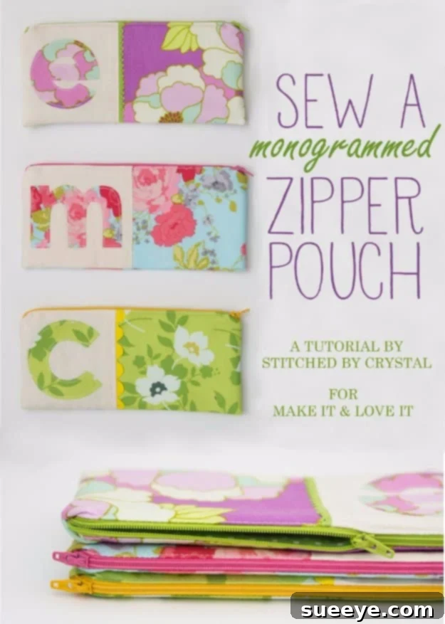Monogrammed Zipper Pouch Craft with Fabric Scraps