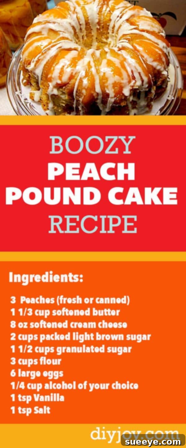 Golden Boozy Peach Upside Down Bundt Cake, perfectly glazed and ready to serve