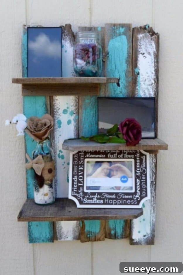 DIY Pallet Furniture Ideas - Simple Rustic Pallet Wall Shelf - Best Do It Yourself Projects Made With Wooden Pallets - Indoor and Outdoor, Bedroom, Living Room, Patio. Coffee Table, Couch, Dining Tables, Shelves, Racks and Benches Simple Rustic Pallet Wall Shelf - DIY Wall Decor and Storage