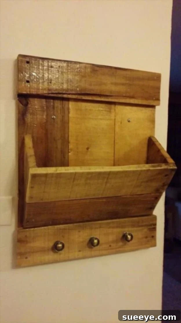 DIY Pallet Furniture Ideas - DIY Pallet Mail Organizer - Best Do It Yourself Projects Made With Wooden Pallets - Indoor and Outdoor, Bedroom, Living Room, Patio. Coffee Table, Couch, Dining Tables, Shelves, Racks and Benches DIY Pallet Mail Organizer - Rustic Entryway Organization