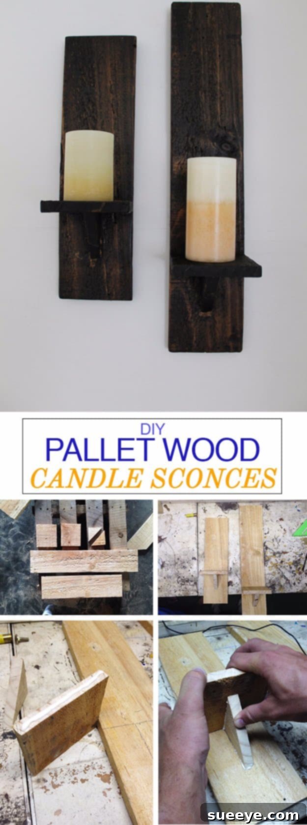 DIY Pallet Furniture Ideas - Pallet Wood Candle Sconces - Best Do It Yourself Projects Made With Wooden Pallets - Indoor and Outdoor, Bedroom, Living Room, Patio. Coffee Table, Couch, Dining Tables, Shelves, Racks and Benches Pallet Wood Candle Sconces - Rustic Wall Decor Lighting