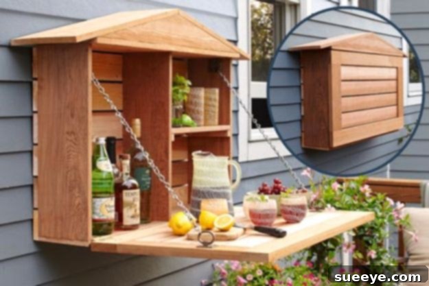 DIY Pallet Furniture Ideas - Fold Down Murphy Bar - Best Do It Yourself Projects Made With Wooden Pallets - Indoor and Outdoor, Bedroom, Living Room, Patio. Coffee Table, Couch, Dining Tables, Shelves, Racks and Benches Fold Down Murphy Bar from Pallets - Space-Saving Home Bar