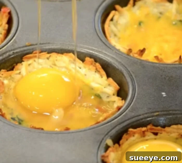 Savory Hash Brown Breakfast Muffins 3 Golden hash brown egg cups ready for a delicious breakfast or brunch