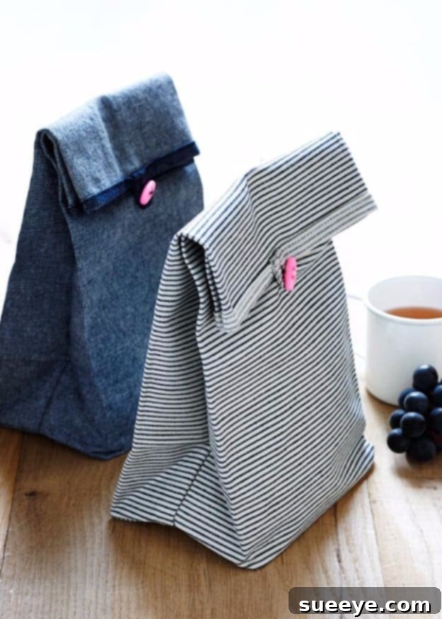 Easy Sewing Projects to Sell - Button Lunch Bags - DIY Sewing Ideas for Your Craft Business. Make Money with these Simple Gift Ideas, Free Patterns #sewing #crafts Easy Sewing Projects to Sell - Button Lunch Bags - DIY Sewing Ideas for Your Craft Business. Make Money with these Simple Gift Ideas, Free Patterns #sewing #crafts