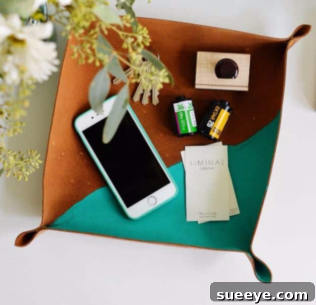 Creative DIY Mothers Day Gifts Ideas - DIY Cross Stitch Leather Catchall - Thoughtful Homemade Gifts for Mom. Handmade Ideas from Daughter, Son, Kids, Teens or Baby - Unique, Easy, Cheap Do It Yourself Crafts To Make for Mothers Day, complete with tutorials and instructions #mothersday