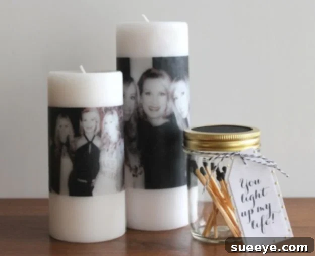 Creative DIY Mothers Day Gifts Ideas - DIY Mother’s Day Photo Candle - Thoughtful Homemade Gifts for Mom. Handmade Ideas from Daughter, Son, Kids, Teens or Baby - Unique, Easy, Cheap Do It Yourself Crafts To Make for Mothers Day, complete with tutorials and instructions #mothersday