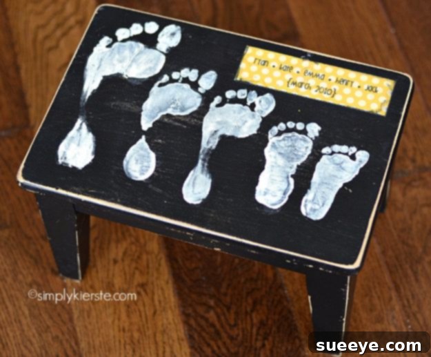 Creative DIY Mothers Day Gifts Ideas - Foot Print Stool - Thoughtful Homemade Gifts for Mom. Handmade Ideas from Daughter, Son, Kids, Teens or Baby - Unique, Easy, Cheap Do It Yourself Crafts To Make for Mothers Day, complete with tutorials and instructions #mothersday