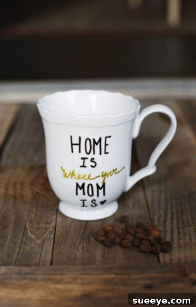 Creative DIY Mothers Day Gifts Ideas - DIY Mother's Day Mug - Thoughtful Homemade Gifts for Mom. Handmade Ideas from Daughter, Son, Kids, Teens or Baby - Unique, Easy, Cheap Do It Yourself Crafts To Make for Mothers Day, complete with tutorials and instructions #mothersday