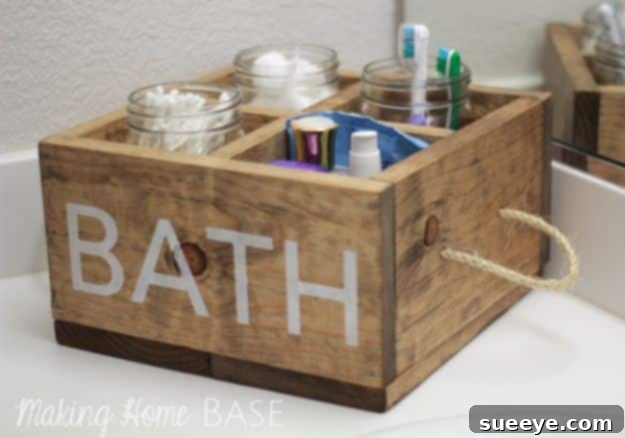 Creative DIY Mothers Day Gifts Ideas - DIY Wood Bathroom Caddy - Thoughtful Homemade Gifts for Mom. Handmade Ideas from Daughter, Son, Kids, Teens or Baby - Unique, Easy, Cheap Do It Yourself Crafts To Make for Mothers Day, complete with tutorials and instructions #mothersday