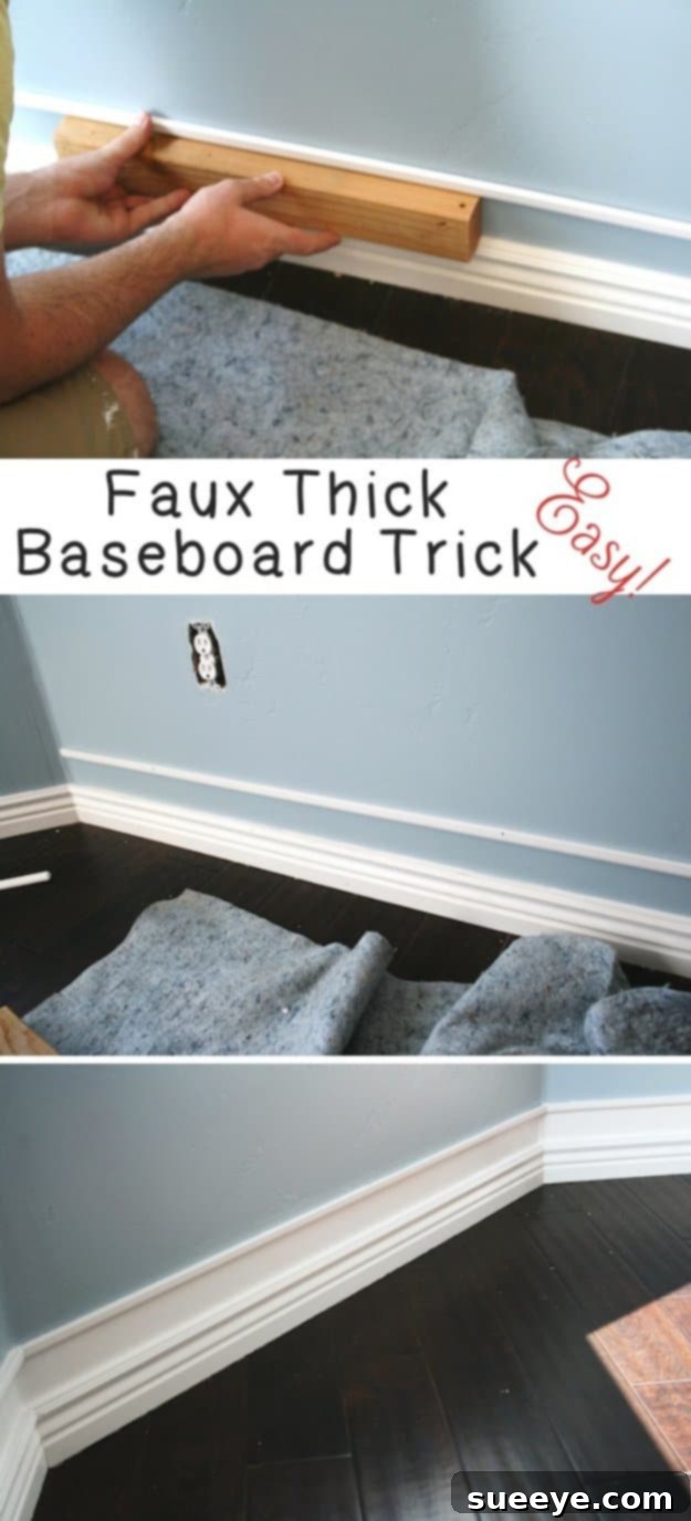 Budget Trim Enhancement Hack for Luxurious Walls Faux Thick Baseboard DIY Idea