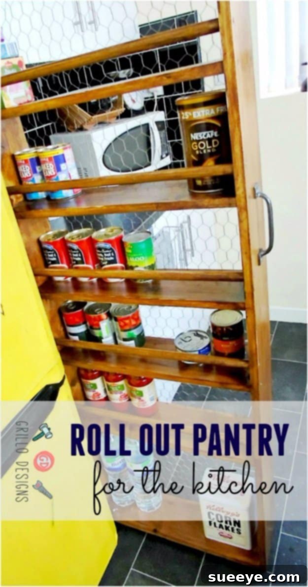 DIY Kitchen Organization Solution for Food Supplies Space-Saving Roll-Out Pantry Design