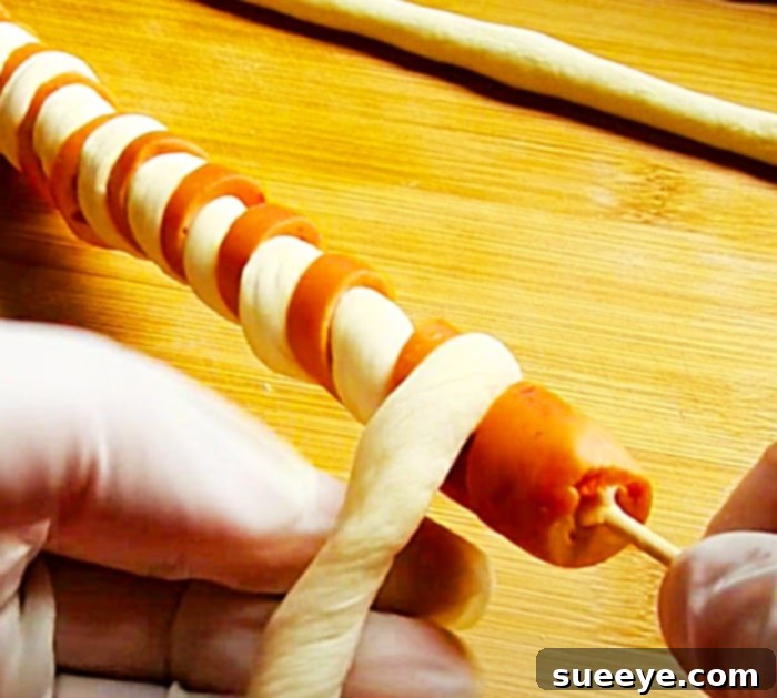 Spiral Sausage Sticks: Craft Your Own Delicious Twists 3 Quick And Easy Party Food - Appetizer On A Stick - Sausage And Pizza Dough Recipe