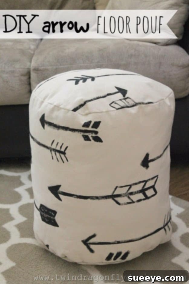 DIY Arrow Floor Pouf Hand-painted DIY Arrow Floor Pouf, a modern home accent