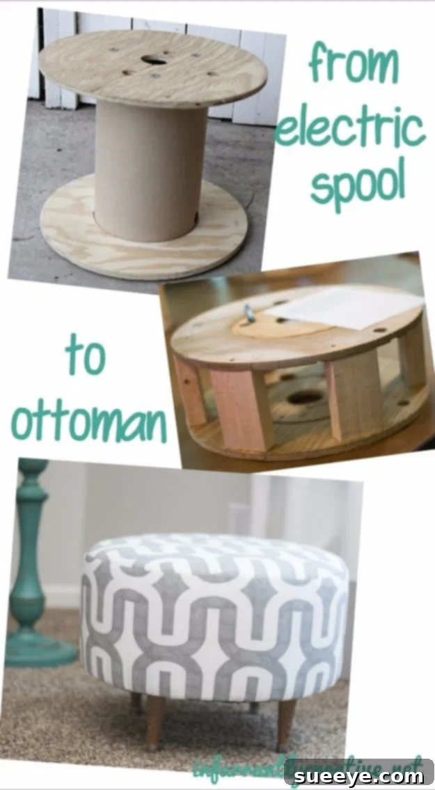 Electric Spool Ottoman Project Creative Ottoman Made From Electric Spool, industrial decor