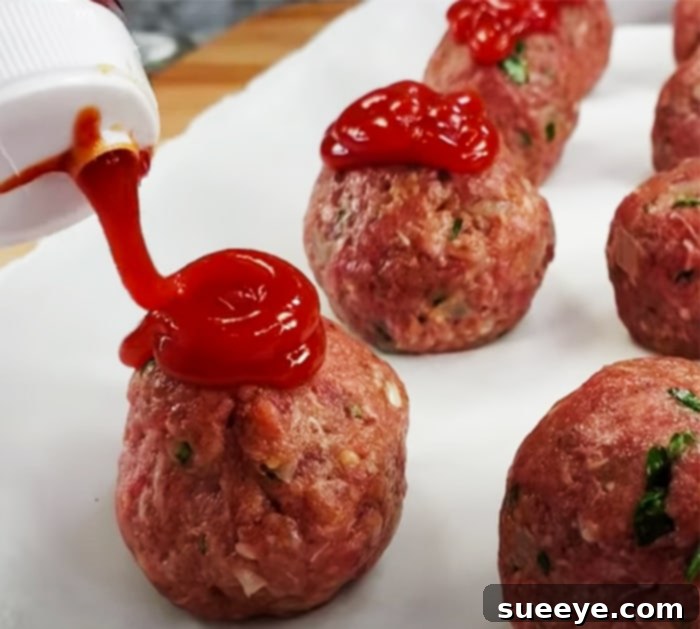 Gourmet Cheese-Stuffed Meatballs 3 Add Ketchup To Make Meatloaf Meatballs - Ground Beef Recipes - Appetizer Recipes