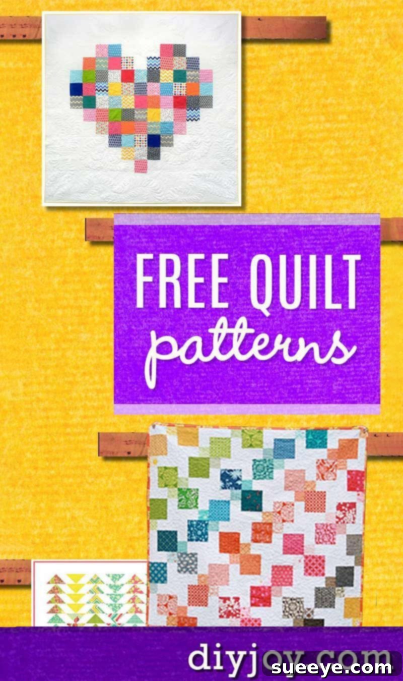 Free Quilt Patterns - Downloadable Free Quilting Pattern Ideas and Tutorials for DIY Quilts - Creative Crafts DIY Home Decor and Sewing Projects - Pin Image