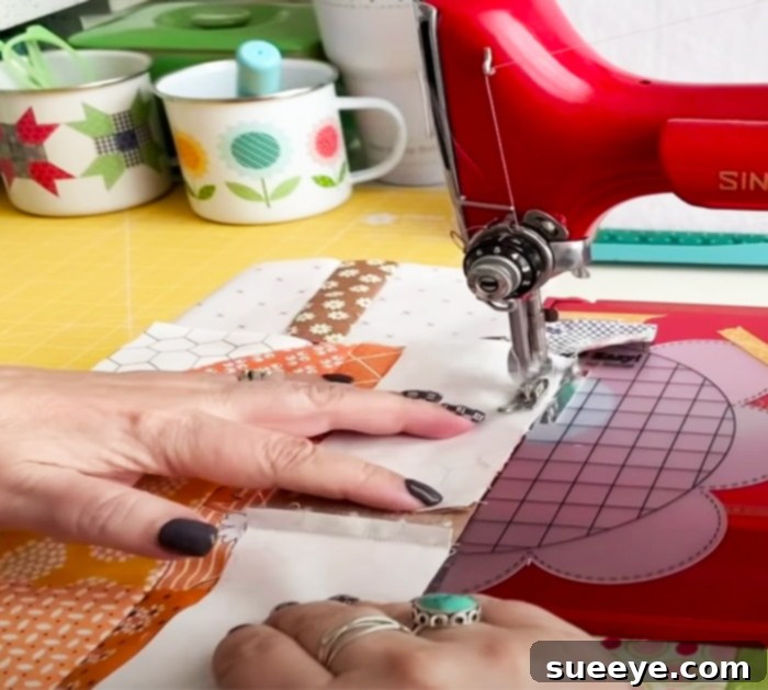 DIY Patchwork Pumpkin Block 3 Sew Your Stash Series - How to Make Pumpkin Patched Block - Lori Holt's Tutorial