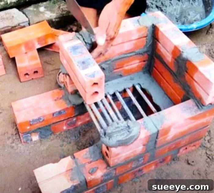 Build Your Own Brick Rocket Stove 3 How To Build A Brick Stove - Rebar Integration for Pot Support - Disaster Preparedness Outdoor Rocket Stove