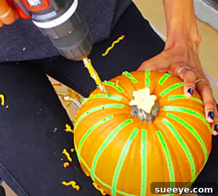 Power Drill Pumpkin Lantern Craft 3 How To make A Power Drilled Pumpkin - How To make A Polka Dot Jack O Lantern - Easy Halloween Ideas