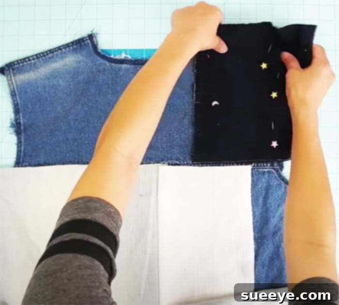 Upcycled Denim Mosaic Jacket 3 Step-by-Step Guide to DIY Patchwork Sewing - Upcycle Denim Projects