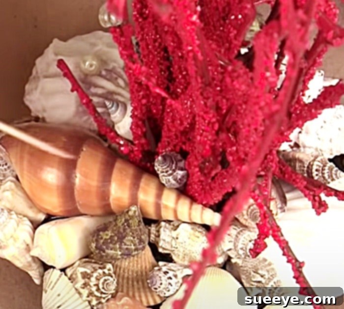 Craft Your Own Faux Coral Centerpiece 3 Finished Faux Coral Centerpiece - DIY Coastal Decor - Seashells and Twigs