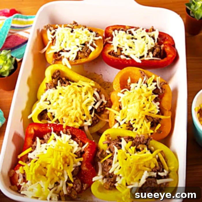 Flavor-Packed Taco Peppers 2 Taco Stuffed Peppers Recipe - Easy Dinner Ideas - Stuffed Bell Pepper Meal