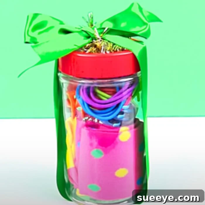 DIY Gift Jar Idea: A Fashionista's Kit with hair clips, socks, and makeup