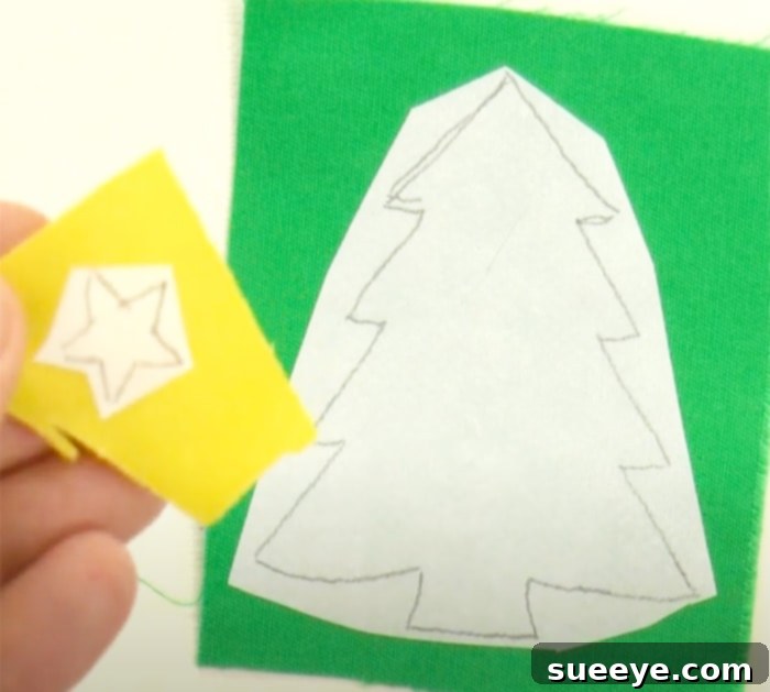 DIY Christmas Face Mask Free Pattern 2 DIY Christmas Face Mask with a charming Christmas tree appliqué, perfect for holiday sewing projects and festive family photos.