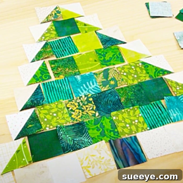 Stitch a Speedy Patchwork Christmas Tree Free Pattern 2 Last Minute Christmas Tree Quilt - DIY Christmas Decor - Easy Holiday Quilting Ideas