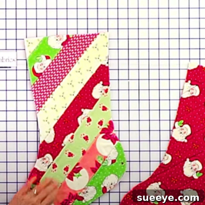 Crafting a Quilt-As-You-Go Christmas Stocking 3 How To Make A Quilt As You Go Christmas Stocking - Easy Quilted Christmas Stocking Pattern - DIY Holiday Decor Ideas
