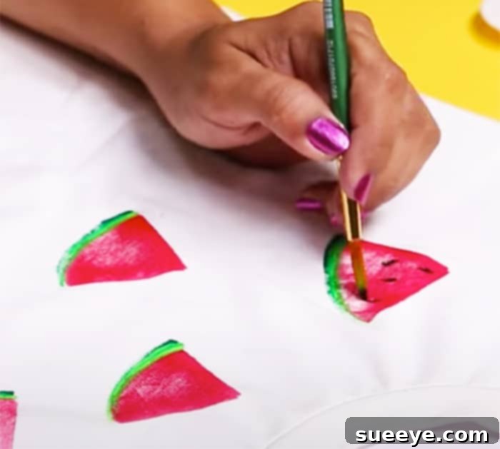 Potato Print Watermelon Art Project 3 How To Paint on A T-shirt - Hobby Ideas - Watermelon Print DIY
