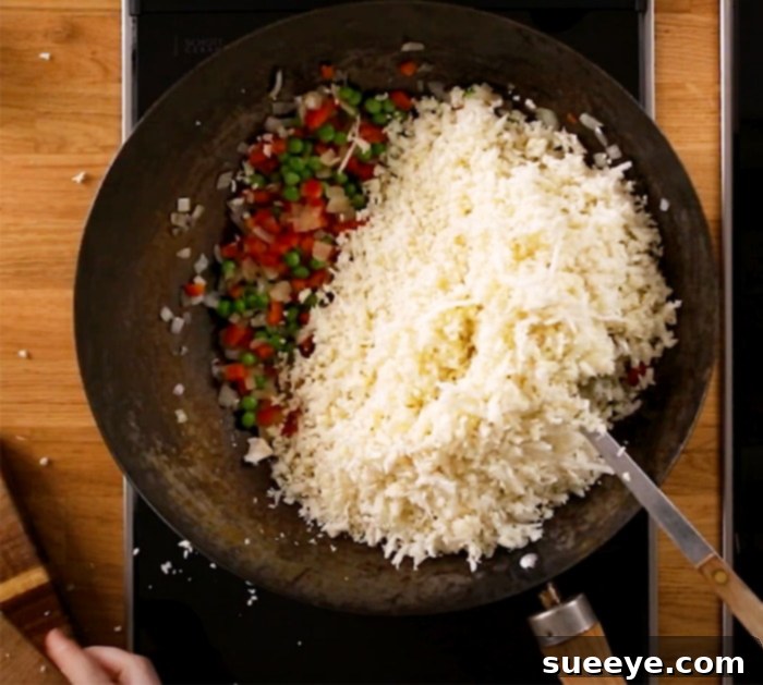 Savory Cauliflower Fried Rice 2 How To Make Cauliflower Fried Rice - Easy Keto Friendly Rice -Healthy Rice Recipes