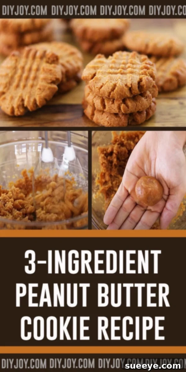 Easy 3-Ingredient Peanut Butter Cookies 4 Stack of Golden Brown 3-Ingredient Peanut Butter Cookies