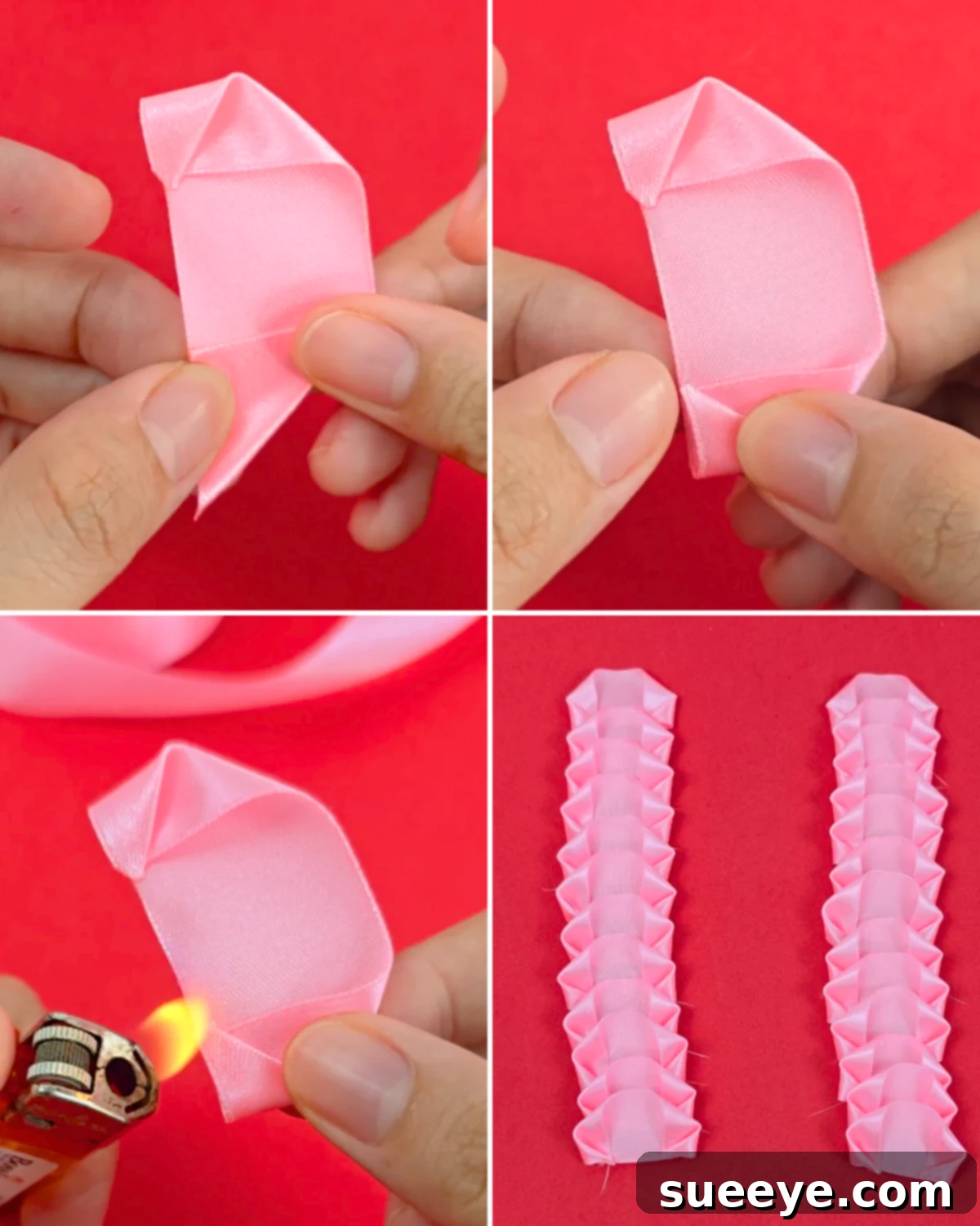 Simple Ribbon Rose Tutorial 5 Simple DIY Ribbon Rose Tutorial