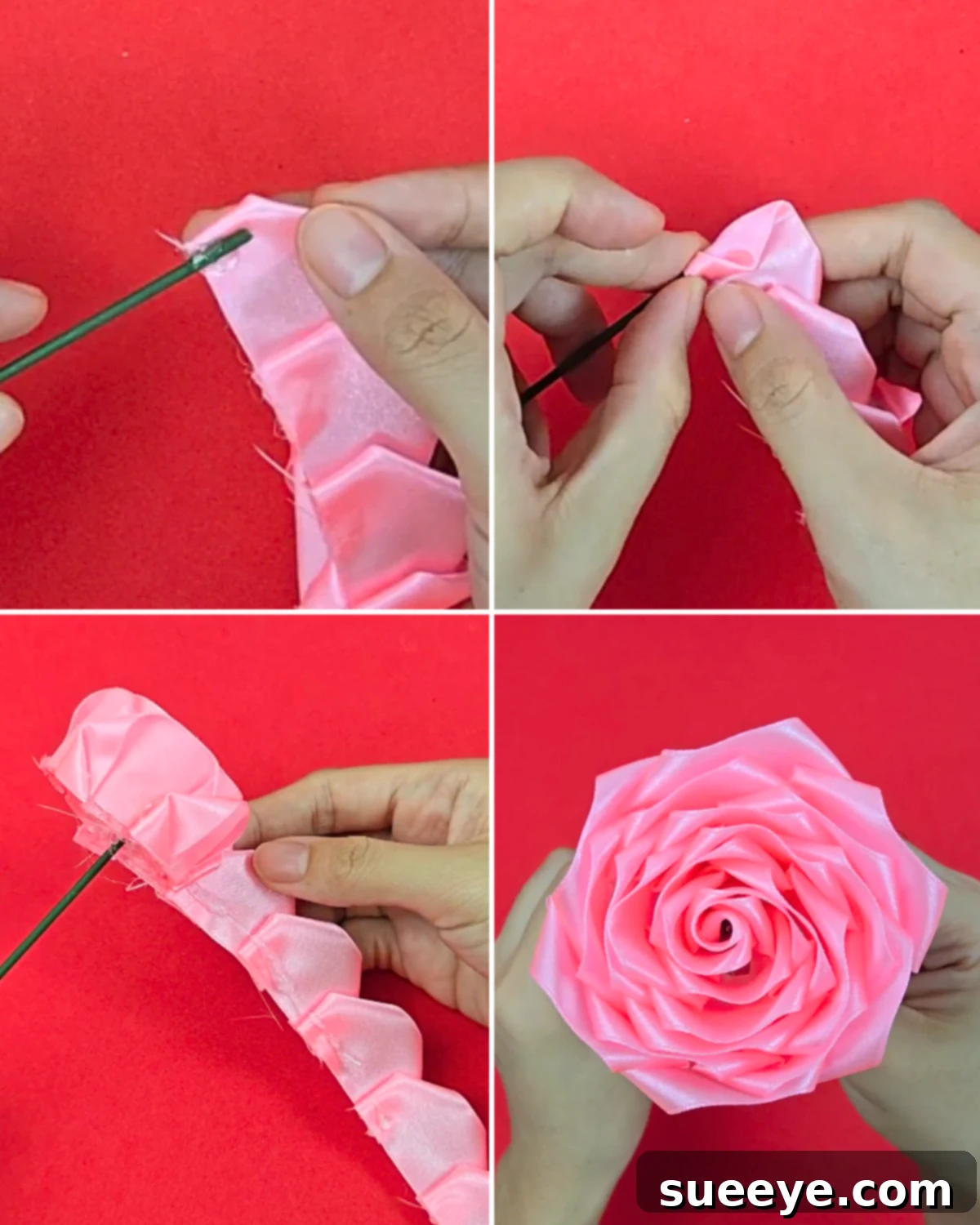 Simple Ribbon Rose Tutorial 7 Ribbon Rose Tutorial for Beginners