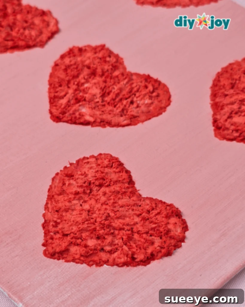 Textured Heart Canvas Artwork 2 Abstract Textured Heart Painting with Paper Mache Technique