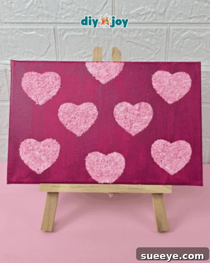 Textured Heart Canvas Artwork 3 Step-by-Step Tissue Paper Heart Texture Painting